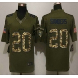 Men's Detroit Lions #20 Barry Sanders Green Salute to Service 2015 NFL Nike Limited Jersey