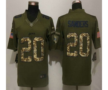 Men's Detroit Lions #20 Barry Sanders Green Salute to Service 2015 NFL Nike Limited Jersey