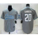 Men's Detroit Lions #20 Barry Sanders Grey Stitched MLB Cool Base Nike Baseball Jersey