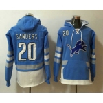 Men's Detroit Lions #20 Barry Sanders NEW Blue Pocket Stitched NFL Pullover Hoodie