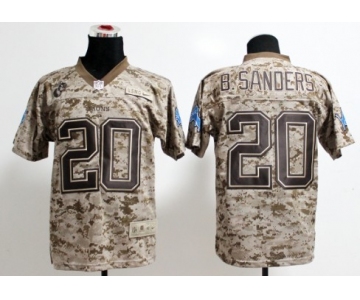 Nike Detroit Lions #20 Barry Sanders 2013 USMC Camo Elite Jersey