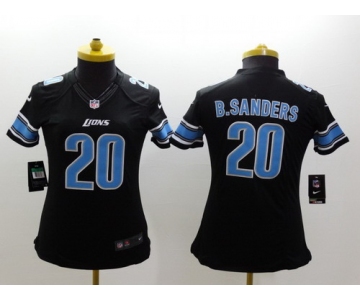 Nike Detroit Lions #20 Barry Sanders Black Limited Womens Jersey