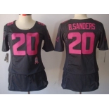 Nike Detroit Lions #20 Barry Sanders Breast Cancer Awareness Gray Womens Jersey