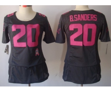 Nike Detroit Lions #20 Barry Sanders Breast Cancer Awareness Gray Womens Jersey