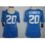 Nike Detroit Lions #20 Barry Sanders Breast Cancer Awareness Light Blue Womens Jersey