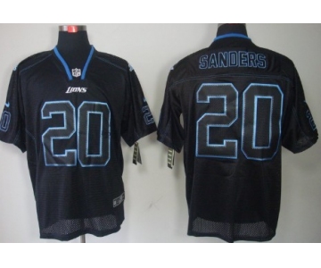 Nike Detroit Lions #20 Barry Sanders Lights Out Black Elite Jersey