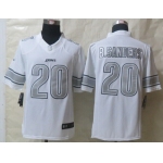 Nike Detroit Lions #20 Barry Sanders Platinum White Limited Jersey