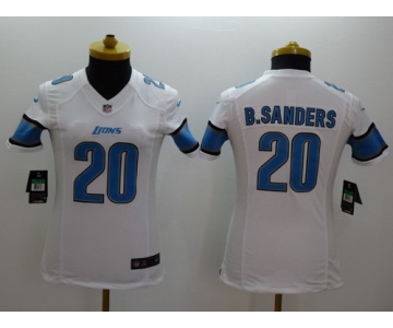 Nike Detroit Lions #20 Barry Sanders White Limited Womens Jersey