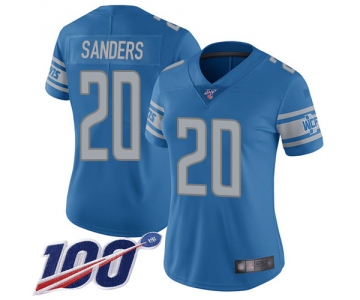 Nike Lions #20 Barry Sanders Blue Team Color Women's Stitched NFL 100th Season Vapor Limited Jersey