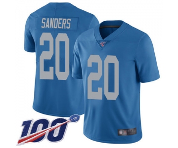 Nike Lions #20 Barry Sanders Blue Throwback Men's Stitched NFL 100th Season Vapor Limited Jersey