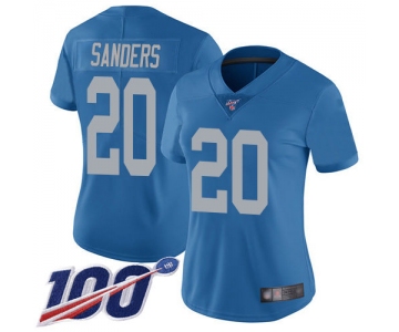 Nike Lions #20 Barry Sanders Blue Throwback Women's Stitched NFL 100th Season Vapor Limited Jersey