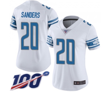 Nike Lions #20 Barry Sanders White Women's Stitched NFL 100th Season Vapor Limited Jersey