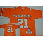 Oklahoma State Cowboys #21 Barry Sanders Orange Throwback Jersey