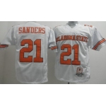 Oklahoma State Cowboys #21 Barry Sanders White Throwback Jersey