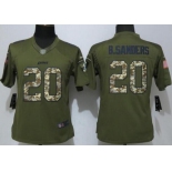 Women's Detroit Lions #20 Barry Sanders Green Salute to Service NFL Nike Limited Jersey