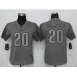 Women's Detroit Lions #20 Barry Sanders Retired Gray Gridiron Stitched NFL Nike Limited Jersey