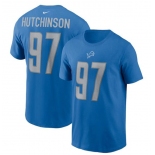 Men's Detroit Lions #97 Aidan Hutchinson 2022 Blue NFL Draft First Round Pick Player Name & Number T-Shirt