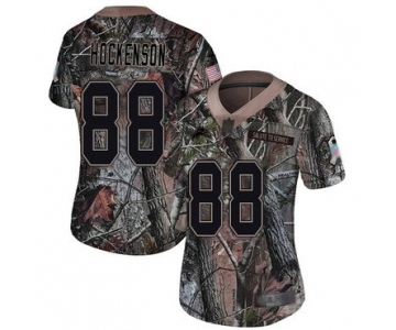 Lions #88 T.J. Hockenson Camo Women's Stitched Football Limited Rush Realtree Jersey