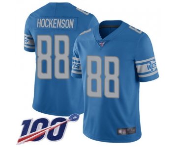 Nike Lions #88 T.J. Hockenson Blue Team Color Men's Stitched NFL 100th Season Vapor Limited Jersey