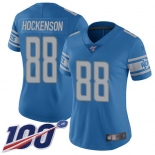 Nike Lions #88 T.J. Hockenson Blue Team Color Women's Stitched NFL 100th Season Vapor Limited Jersey