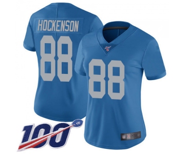 Nike Lions #88 T.J. Hockenson Blue Throwback Women's Stitched NFL 100th Season Vapor Limited Jersey