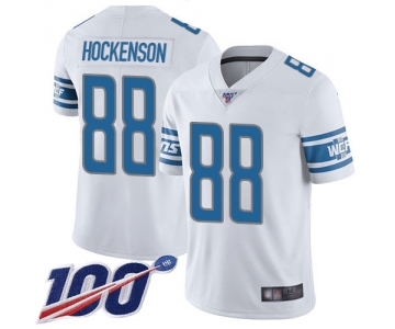 Nike Lions #88 T.J. Hockenson White Men's Stitched NFL 100th Season Vapor Limited Jersey