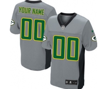 Men's Nike Green Bay Packers Customized Gray Shadow Elite Jersey