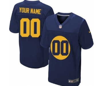 Men's Nike Green Bay Packers Customized Navy Blue Elite Jersey