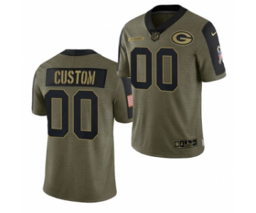 Men's Olive Green Bay Packers ACTIVE PLAYER Custom 2021 Salute To Service Limited Stitched Jersey