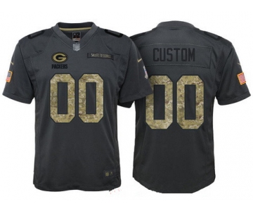 Youth Green Bay Packers Custom Anthracite Camo 2016 Salute To Service Veterans Day NFL Nike Limited Jersey