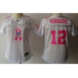 Green Bay Packers #12 Aaron Rodgers 2011 Breast Cancer Awareness White Womens Fashion Jersey