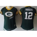 Green Bay Packers #12 Aaron Rodgers 2011 Green Womens Field Flirt Fashion Jersey