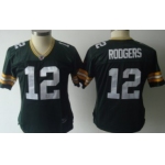 Green Bay Packers #12 Aaron Rodgers Green Womens Jersey