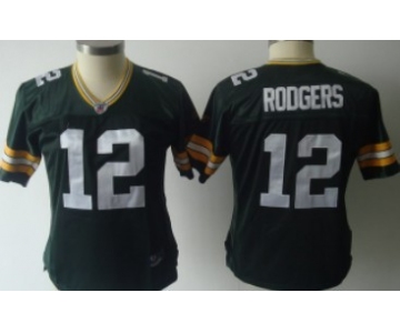 Green Bay Packers #12 Aaron Rodgers Green Womens Jersey