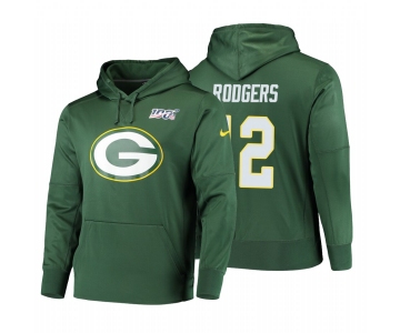 Green Bay Packers #12 Aaron Rodgers Nike NFL 100 Primary Logo Circuit Name & Number Pullover Hoodie Green