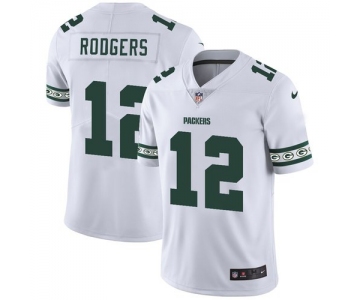 Green Bay Packers #12 Aaron Rodgers Nike White Team Logo Vapor Limited NFL Jersey