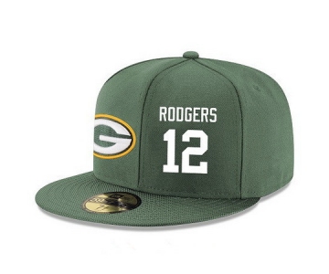 Green Bay Packers #12 Aaron Rodgers Snapback Cap NFL Player Green with White Number Stitched Hat