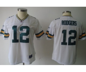 Green Bay Packers #12 Aaron Rodgers White Womens Team Jersey