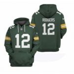 Men's Green Bay Packers 12 Aaron Rodgers 2021 Green Pullover Hoodie