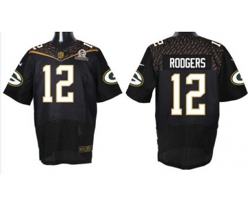 Men's Green Bay Packers #12 Aaron Rodgers Black 2016 Pro Bowl Nike Elite Jersey