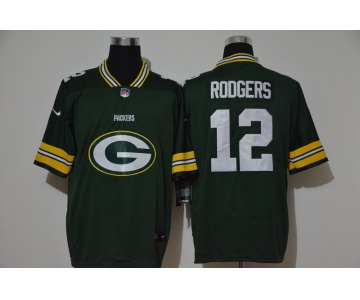 Men's Green Bay Packers #12 Aaron Rodgers Green 2020 Big Logo Vapor Untouchable Stitched NFL Nike Fashion Limited Jersey