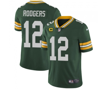 Men's Green Bay Packers #12 Aaron Rodgers Green With 4-star C Patch Vapor Untouchable Stitched NFL Limited Jersey