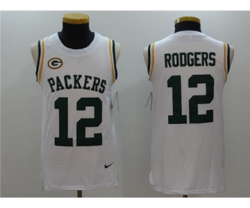 Men's Green Bay Packers #12 Aaron Rodgers White Color Rush 2017 Vest Stitched NFL Nike Tank Top Jersey