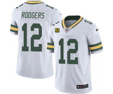 Men's Green Bay Packers #12 Aaron Rodgers White With 4-star C Patch Vapor Untouchable Stitched NFL Limited Jersey