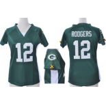 Nike Green Bay Packers #12 Aaron Rodgers 2012 Green Womens Draft Him II Top Jersey