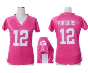 Nike Green Bay Packers #12 Aaron Rodgers 2012 Pink Womens Draft Him II Top Jersey