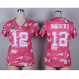 Nike Green Bay Packers #12 Aaron Rodgers 2014 Salute to Service Pink Camo Womens Jersey