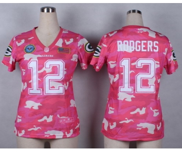 Nike Green Bay Packers #12 Aaron Rodgers 2014 Salute to Service Pink Camo Womens Jersey