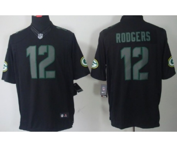 Nike Green Bay Packers #12 Aaron Rodgers Black Impact Limited Jersey