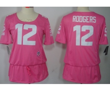 Nike Green Bay Packers #12 Aaron Rodgers Breast Cancer Awareness Pink Womens Jersey